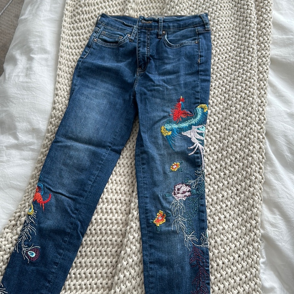 Free People Embroidered Jeans